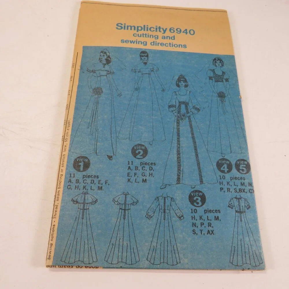 Simplicity 6940 Sewing Pattern Wedding, Bridesmaid, Prom Dress size 10